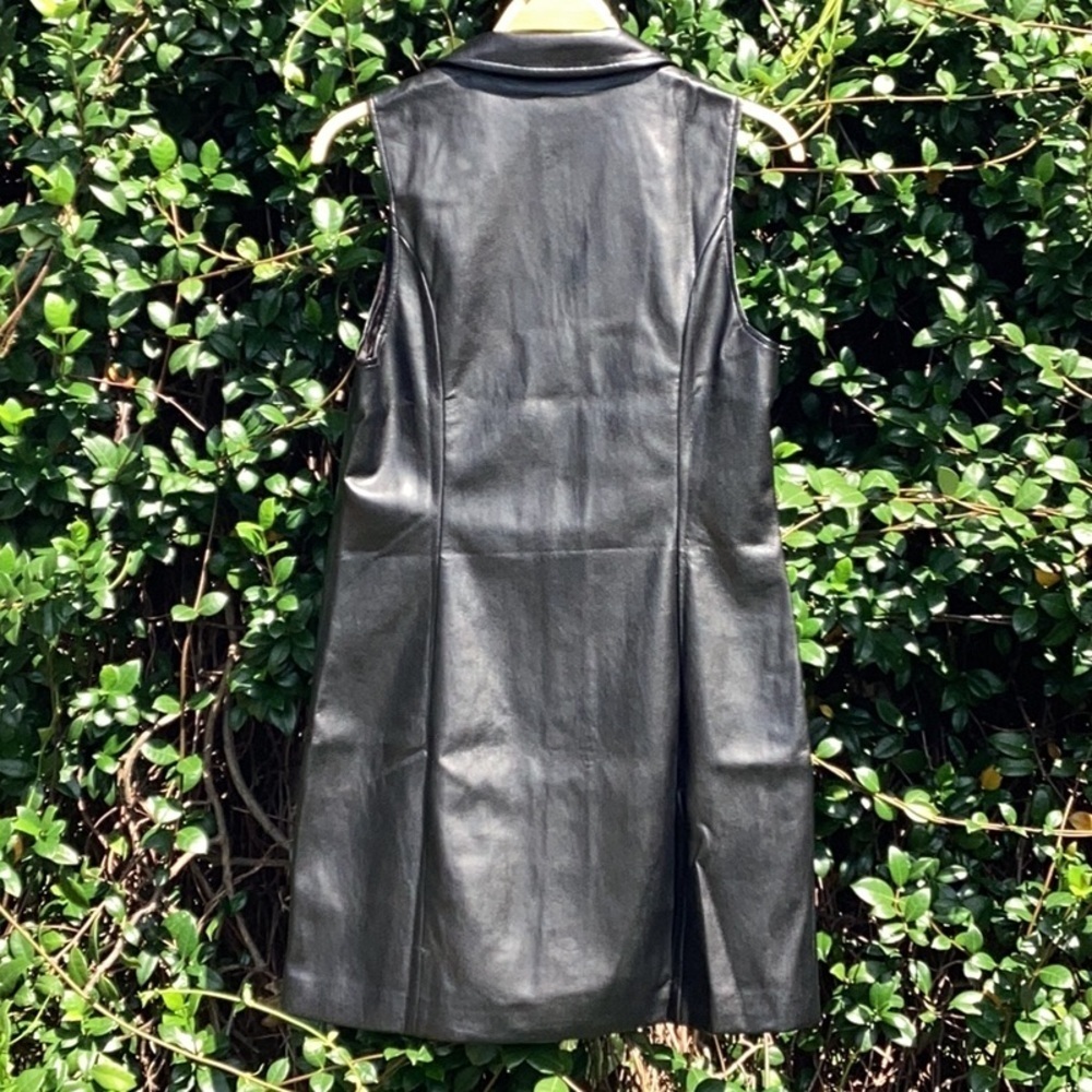 NWT PAIGE Graciella Sleeveless Button Down Faux Leather Mini Dress - Picture 9 of 14
